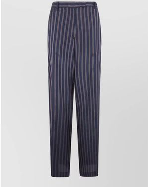 Dries Van Noten Penn Trousers Striped Pattern Belt Loops Pockets - Blue