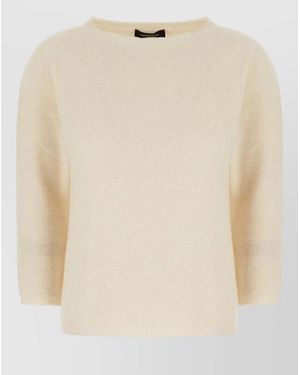 Fabiana Filippi Virgin Wool Blend Jumper Three Quarter Sleeves - Natural