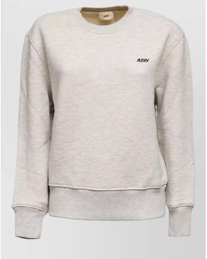 Autry Crewneck Sweater Ribbed Trims Silk Nylon - Natural