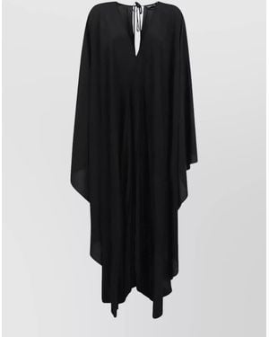Tom Ford Silk V-Neck Long-Sleeve Kaftan - Black