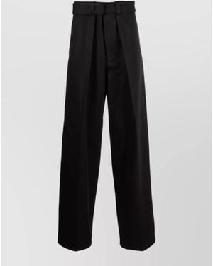Jil Sander Cotton Wide-Leg Trousers - Black