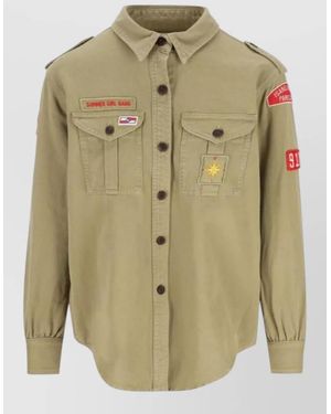 Isabel Marant Umberta Jacket Epaulettes Long Sleeves Pockets - Green