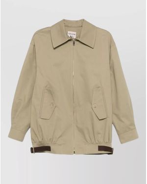 Semicouture Nives Cotton Bomber Jacket Long Sleeves - Natural