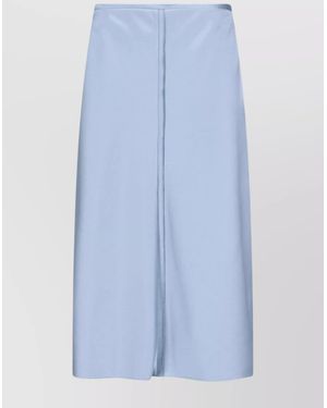 Ami Paris Satin Midi Straight Skirt - Blue