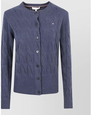 Tommy Hilfiger Chunky Cable-Knit Wool Cardigan - Blue