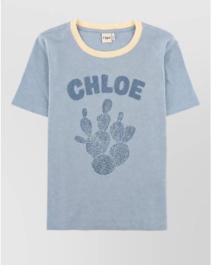 Chloé Cotton T-Shirt - Blue