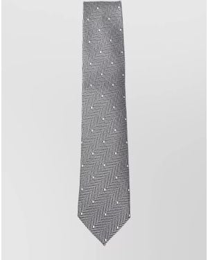 Tom Ford Silk Tie Polka Dots And Herringbone - Grey