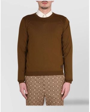 Gucci Long Sleeve Knitwear Logo Embroidery - Brown