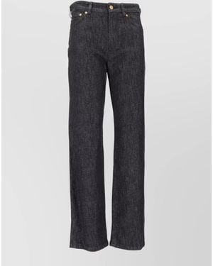Max Mara Long Pants Belt Loops Five Pocket Wide Leg - Blue