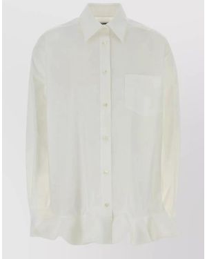 Moschino Cotton Stretch Poplin Ruffled Shirt - White