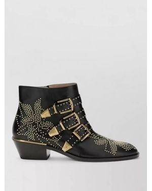 Chloé Calf Leather Lace-Up Boots - Black