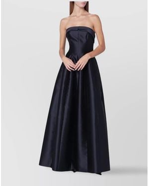 Alberta Ferretti Strapless Silk Blend Mikado Evening Gown - Blue