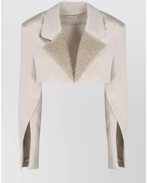 The Mannei Silk Cropped Blazer - White