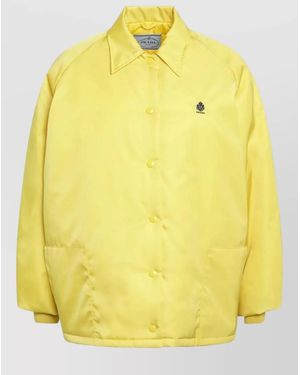Prada Collared Jacket Front Pockets Long Sleeves - Yellow