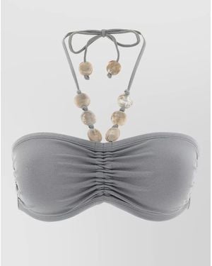 Eres Lana Beaded Bikini Top Halter Strapless - Grey