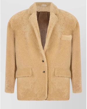 The Mannei Shearling Single-Breasted Blazer - Natural