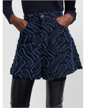 Emporio Armani High Waist Shorts Featuring Abstract Pattern - Blue