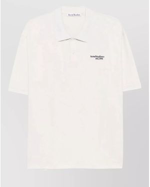 Acne Studios Logo Cotton Polo Shirt Short Sleeves - Natural