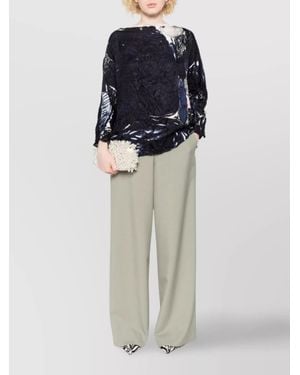 Daniela Gregis Abstract Print Long Sleeve Silk Top - Blue