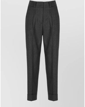 Peserico High Waist Tailored Pants Glitter Detail - Gray