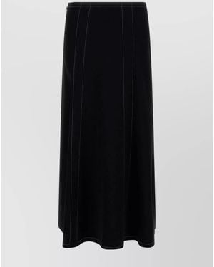 Stella McCartney Contrasting Stitch Midi A-Line Skirt - Black