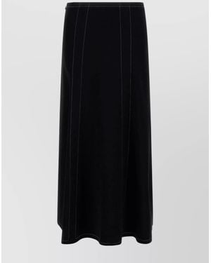 Stella McCartney Contrasting Stitch Midi A-Line Skirt - Black