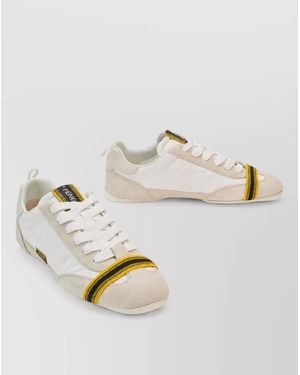 Fendi Calfskin Trim Canvas Lace-Up Trainers - Multicolour
