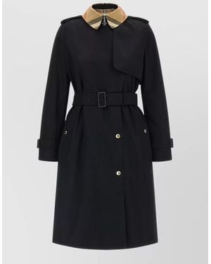 Burberry Sandridge Trench Coat Belted Long Epaulettes - Black