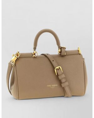 Dolce & Gabbana My Sicily Leather Clutch Bag - Natural