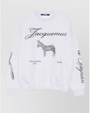 Jacquemus Cotton Graphic Print Long-Sleeve Crew-Neck Sweatshirt - Gray