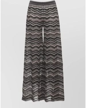 D.exterior Chevron Metallic Sheer Wide Leg Trousers - Grey