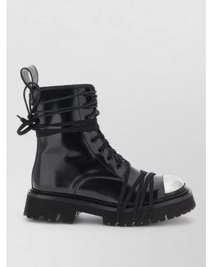 Moschino Leather Combat Boots - Black