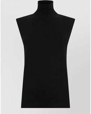 TOTEME Silk Wool Sleeveless Turtleneck Top - Black