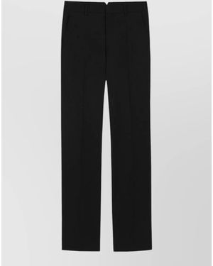 Ami Paris Virgin Wool Straight-Leg Trousers - Black