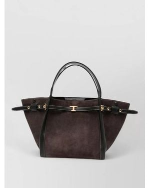 Tod's Small Leather Bucket Bag Top Handles Strap - Black