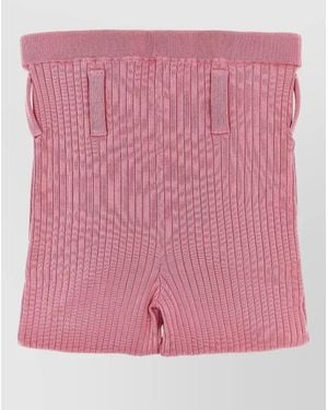 Prada Ribbed Shorts Featuring Belt Loops Design - Pink