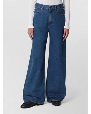 Blazé Milano High Waist Wide Leg Denim Pants - Blue