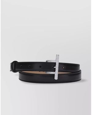 McQueen Crystal Embellished Leather Belt - Multicolor
