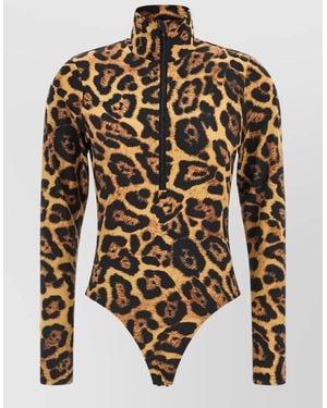 Goldbergh Jaguar-Print High-Neck Long-Sleeve Bodysuit - Multicolour