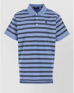 Prada Piquet Polo Shirt Striped Short Sleeves - Blue