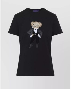 Ralph Lauren Graphic Print Crew Neck Short Sleeve Top - Black