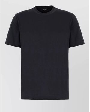 ZEGNA Crew Neck Regular Fit Short Sleeve Top - Black