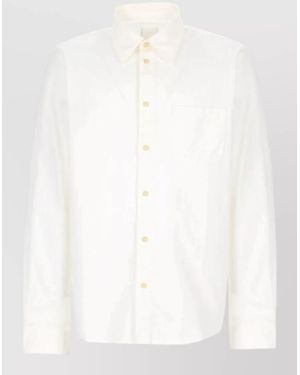 A.P.C. Shirt Button Cuffs Down Collar Front Pocket - White