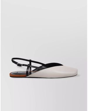 Ami Paris Buckle Pointed Toe Flat Sole Ballerina Shoes - Metallic