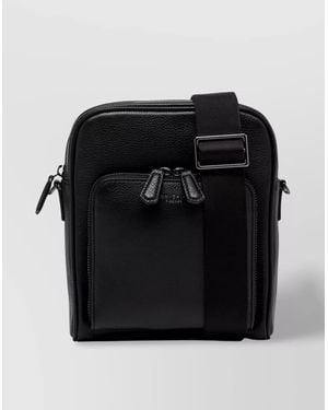 Gianni Chiarini Hammered Leather Messenger Bag With Carabiner Clips - Black