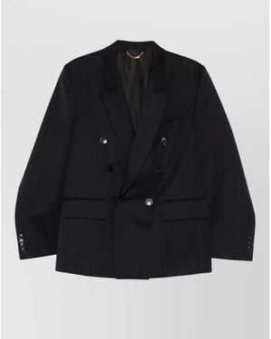 Victoria Beckham Double-Breasted Wool Blazer - Blue
