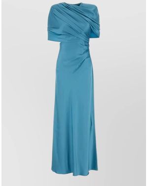 Stella McCartney Off Shoulder Satin Floor Length Dress - Blue