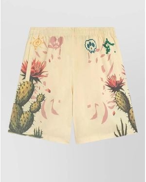 Barrow Cotton Bermuda Shorts Cactus Pattern Pockets - Natural