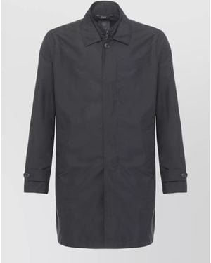 Fay Jacket Straight Cut Lapel Collar High Neck - Blue