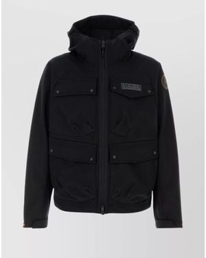 Napapijri Polyester Hooded Jacket - Blue